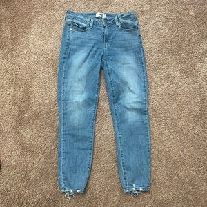 PAIGE KYLIE CROP Women’s Distressed Low Rise Raw Hem Jeans sz 29